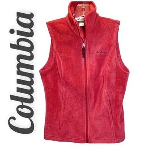 COLUMBIA Full Zip Fleece Mock Neck Vest in Coral, Size XS